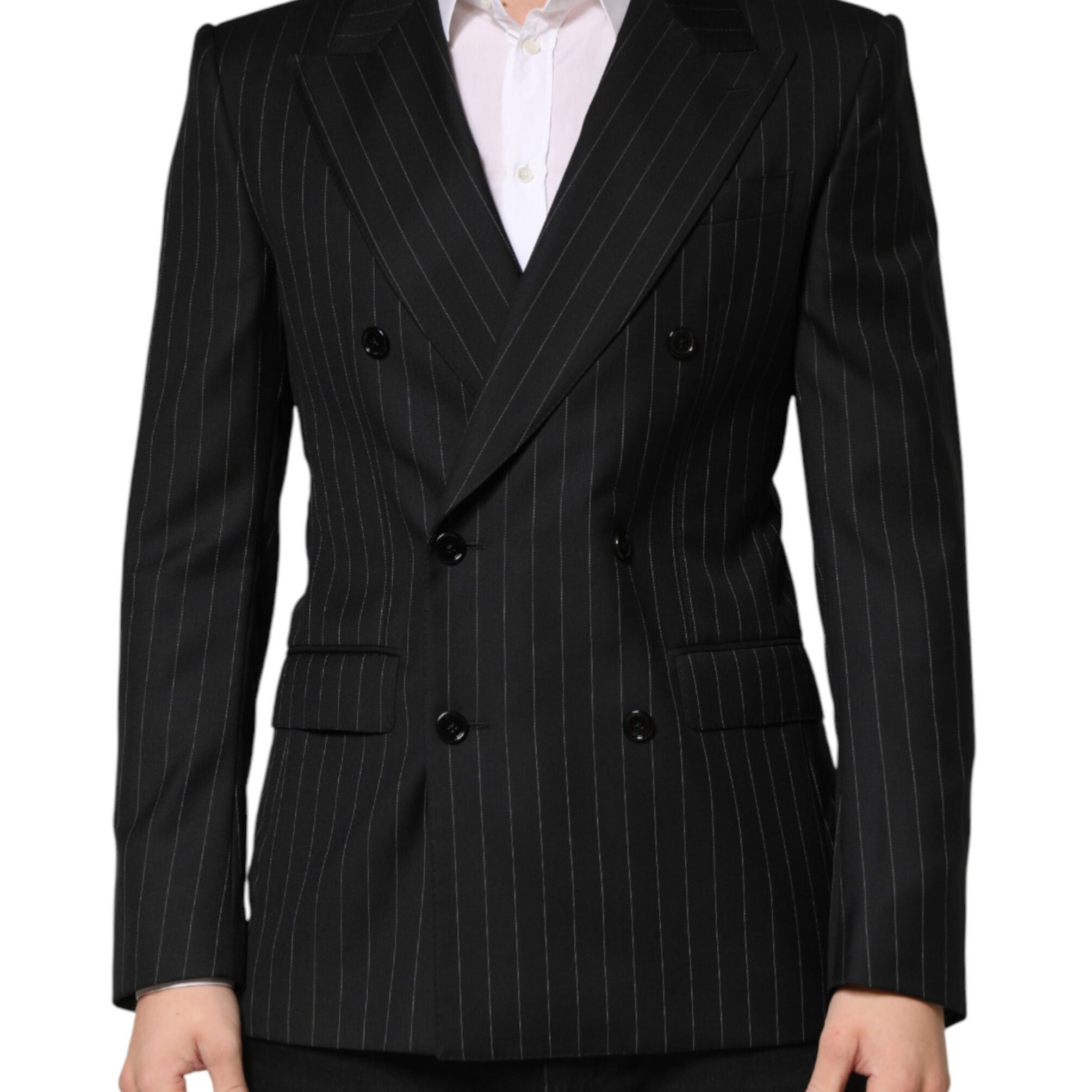 Dolce & Gabbana Black Stripes Double Breasted 2Button Blazer
