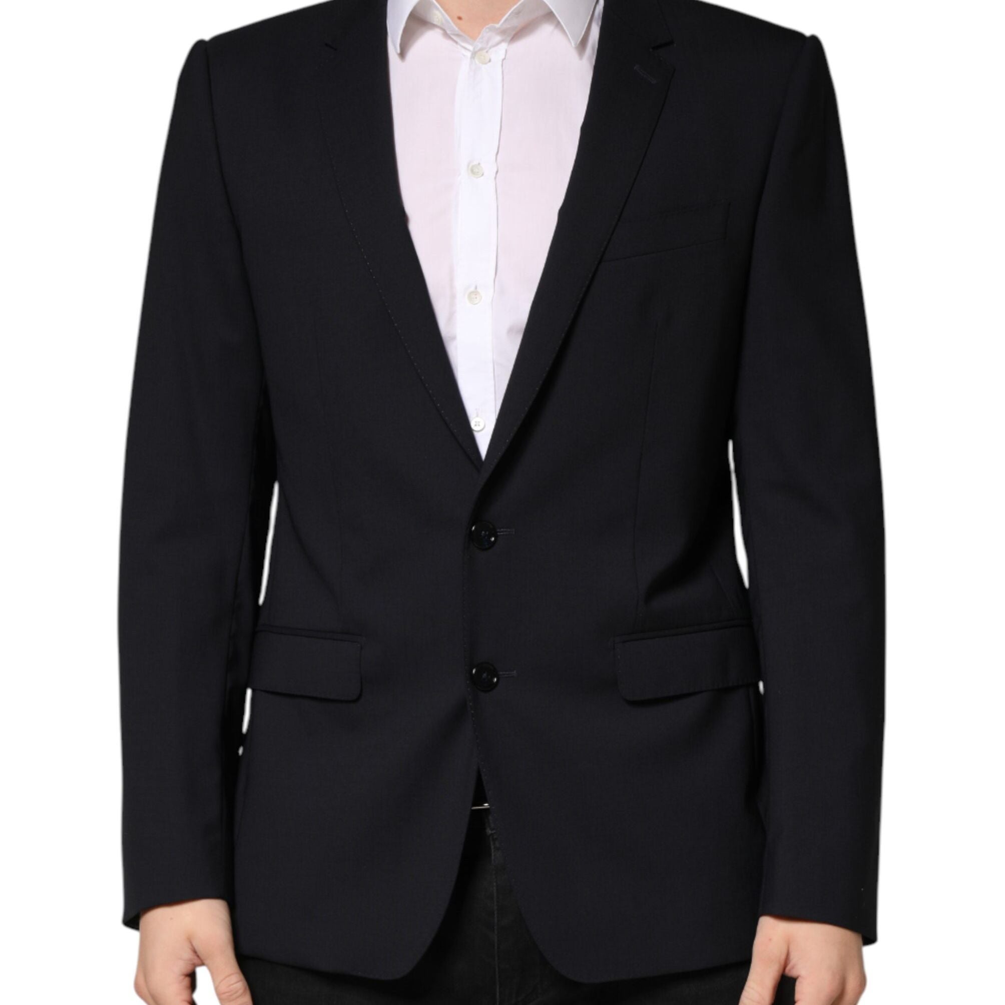 Dolce & Gabbana Dark Blue Wool Single Breasted 2 Button Blazer
