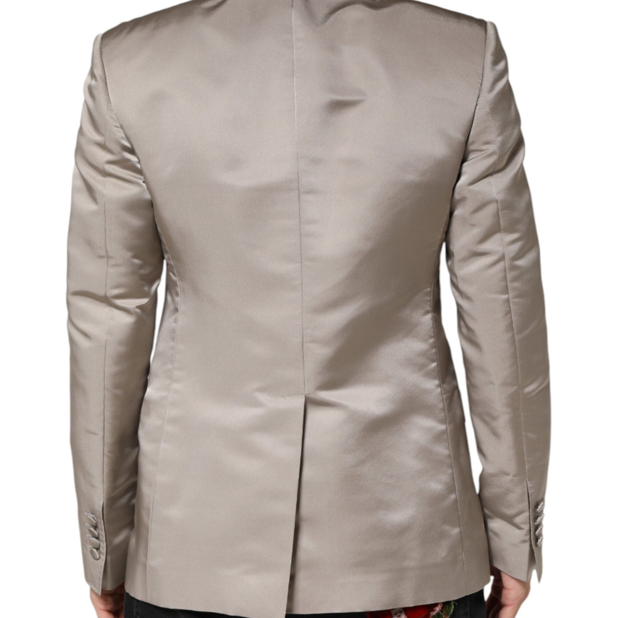 Dolce & Gabbana Beige Silk Single Breasted Jacket Men Blazer