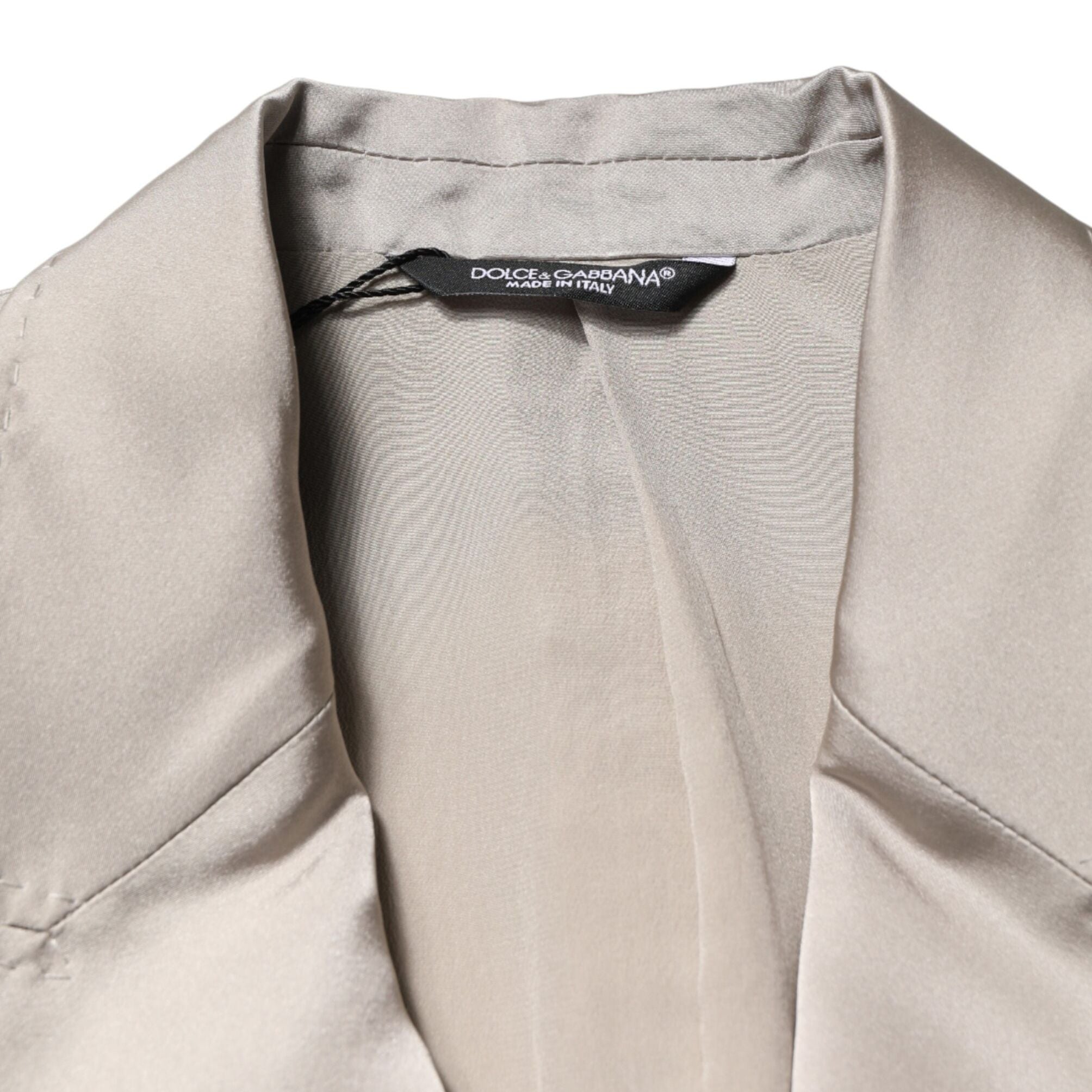 Dolce & Gabbana Beige Silk Single Breasted Jacket Men Blazer