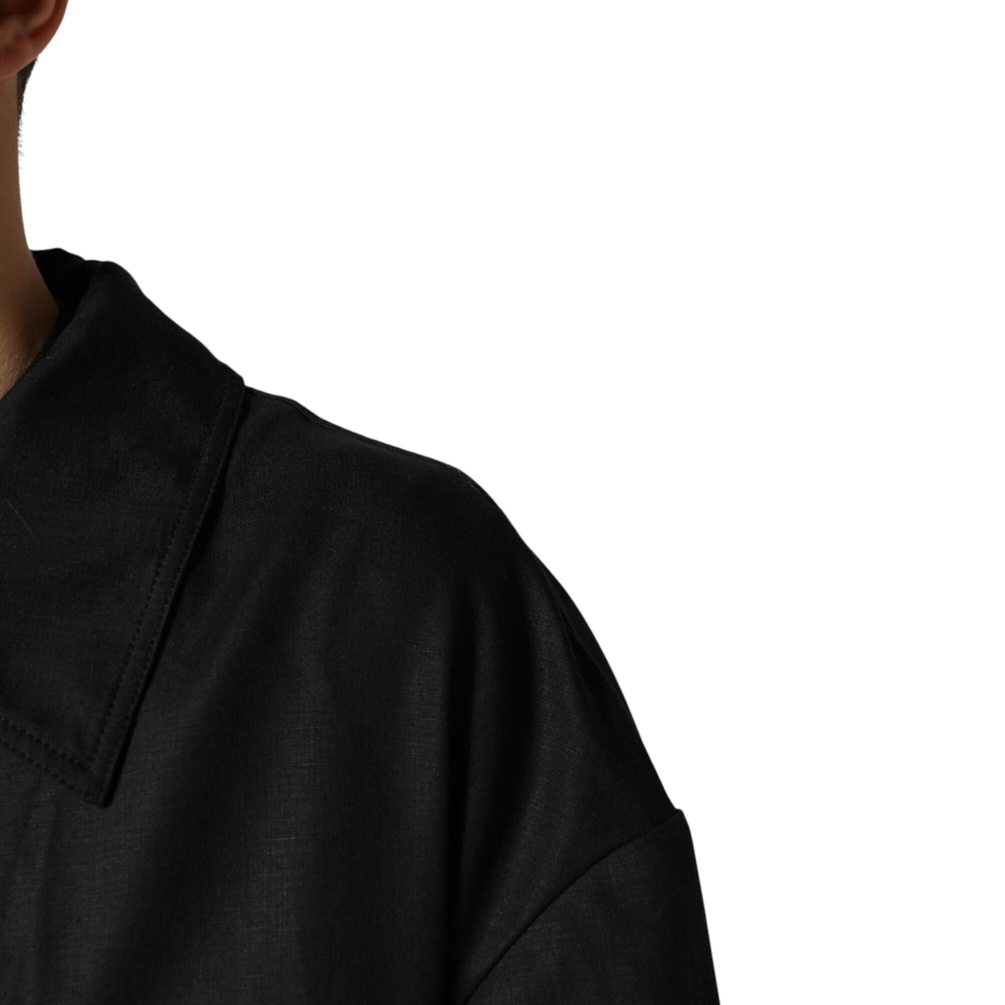 Dolce & Gabbana Black Pockets Collared Trench Coat Jacket