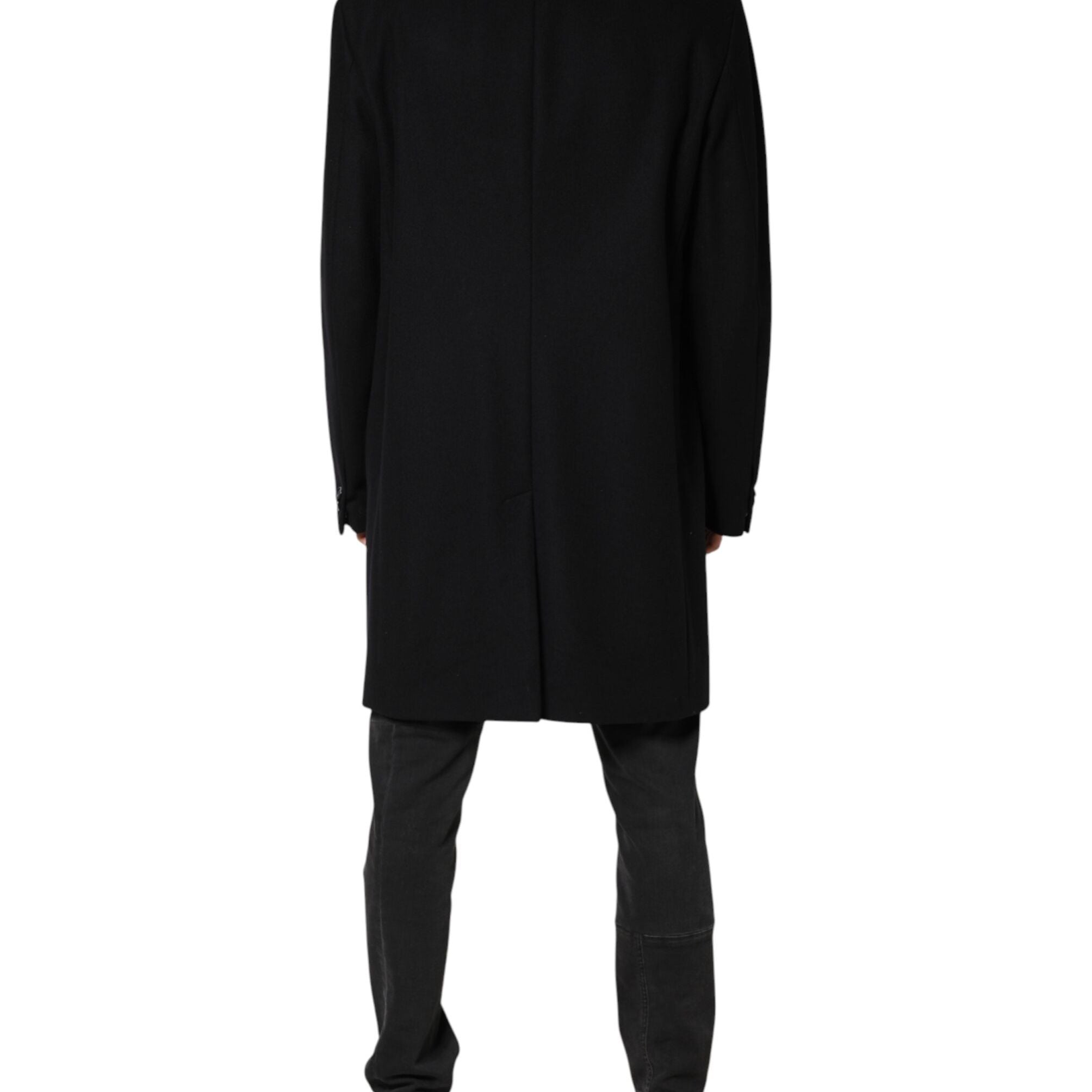 Dolce & Gabbana Black Wool Single Breasted Long Coat Jacket