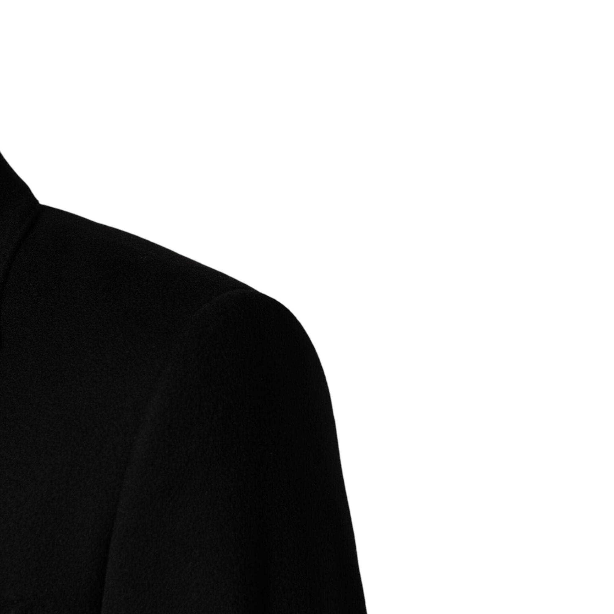 Dolce & Gabbana Black Wool Double Breasted TrenchCoat Jacket