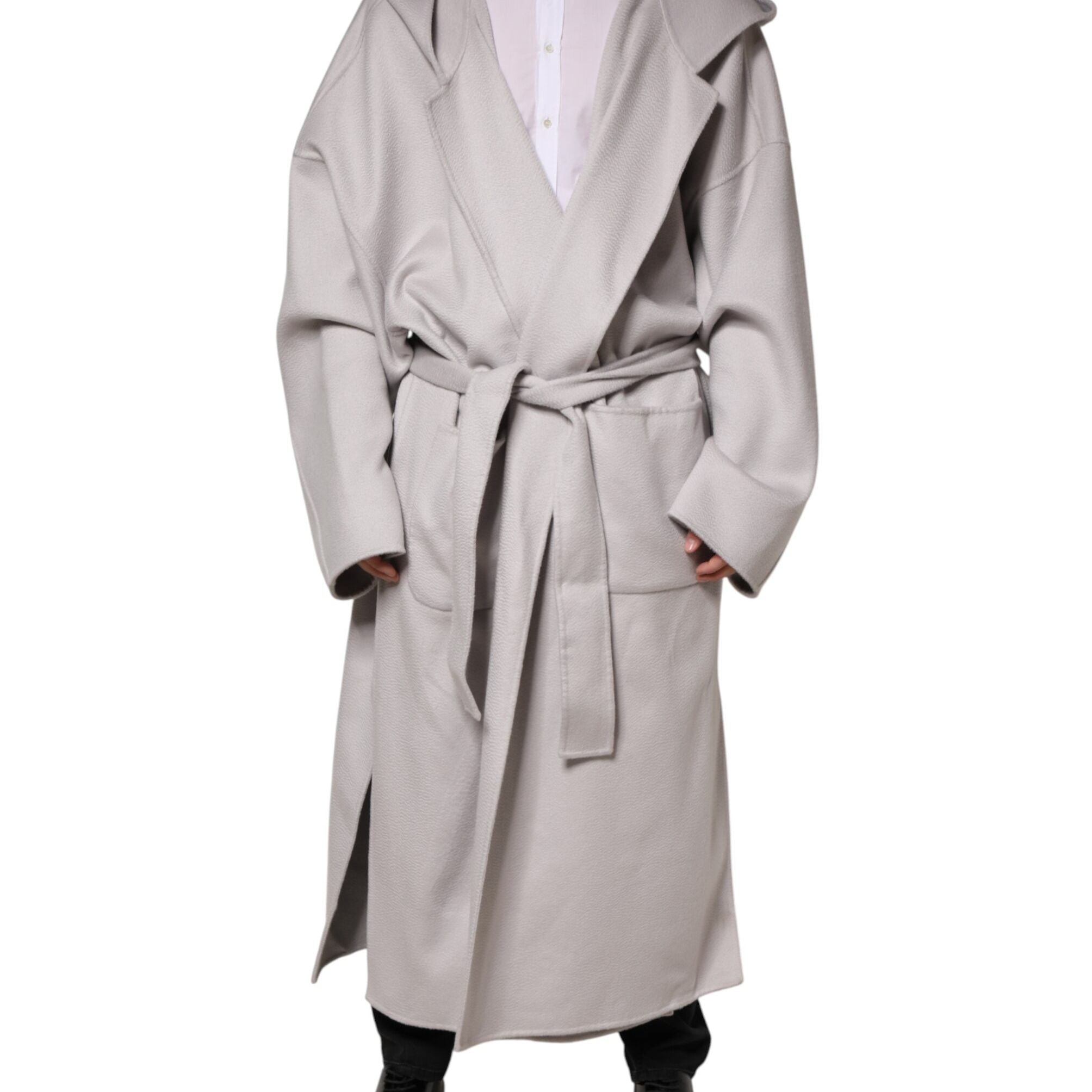Dolce & Gabbana Off White Belted Long Trench Coat Men Jacket