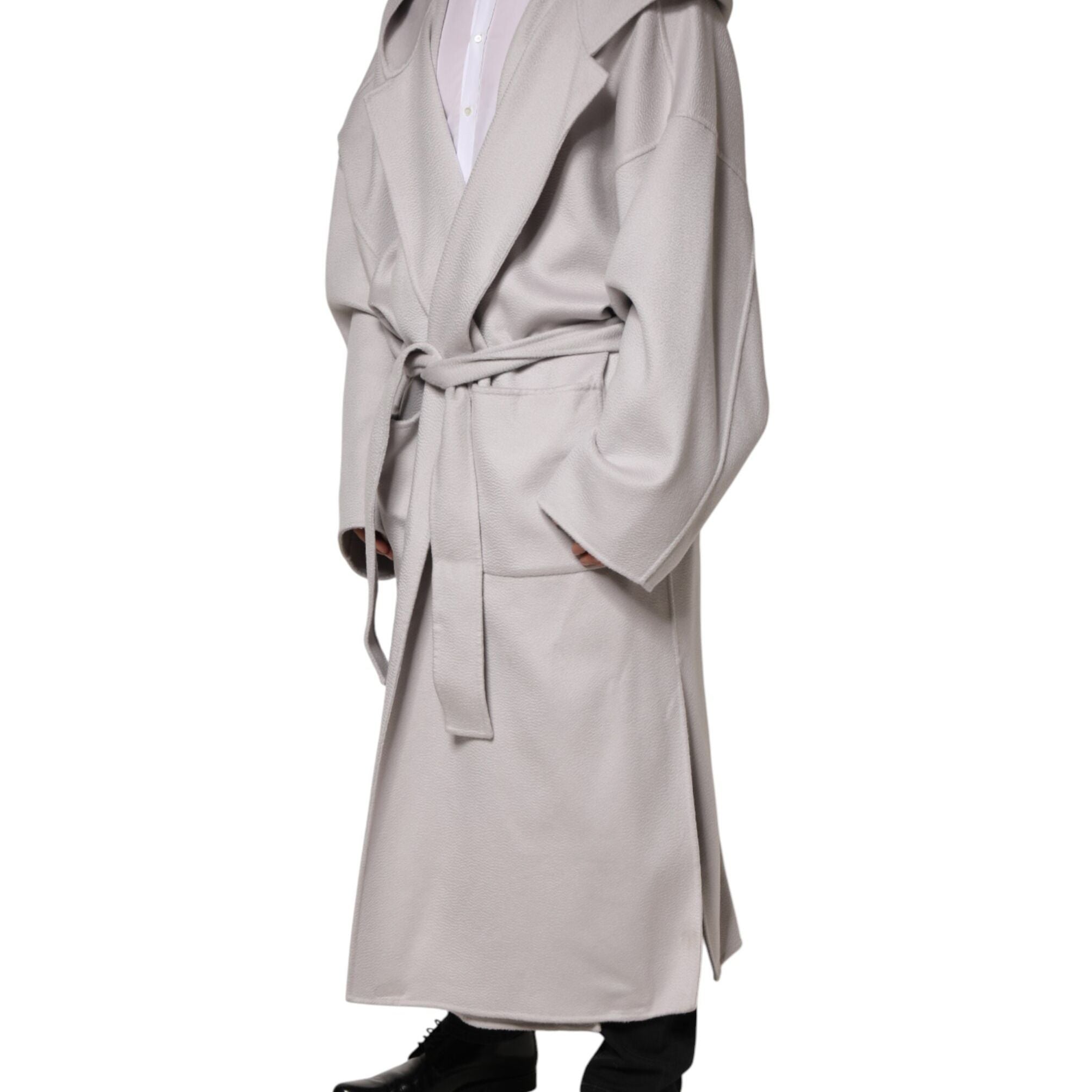 Dolce & Gabbana Off White Belted Long Trench Coat Men Jacket