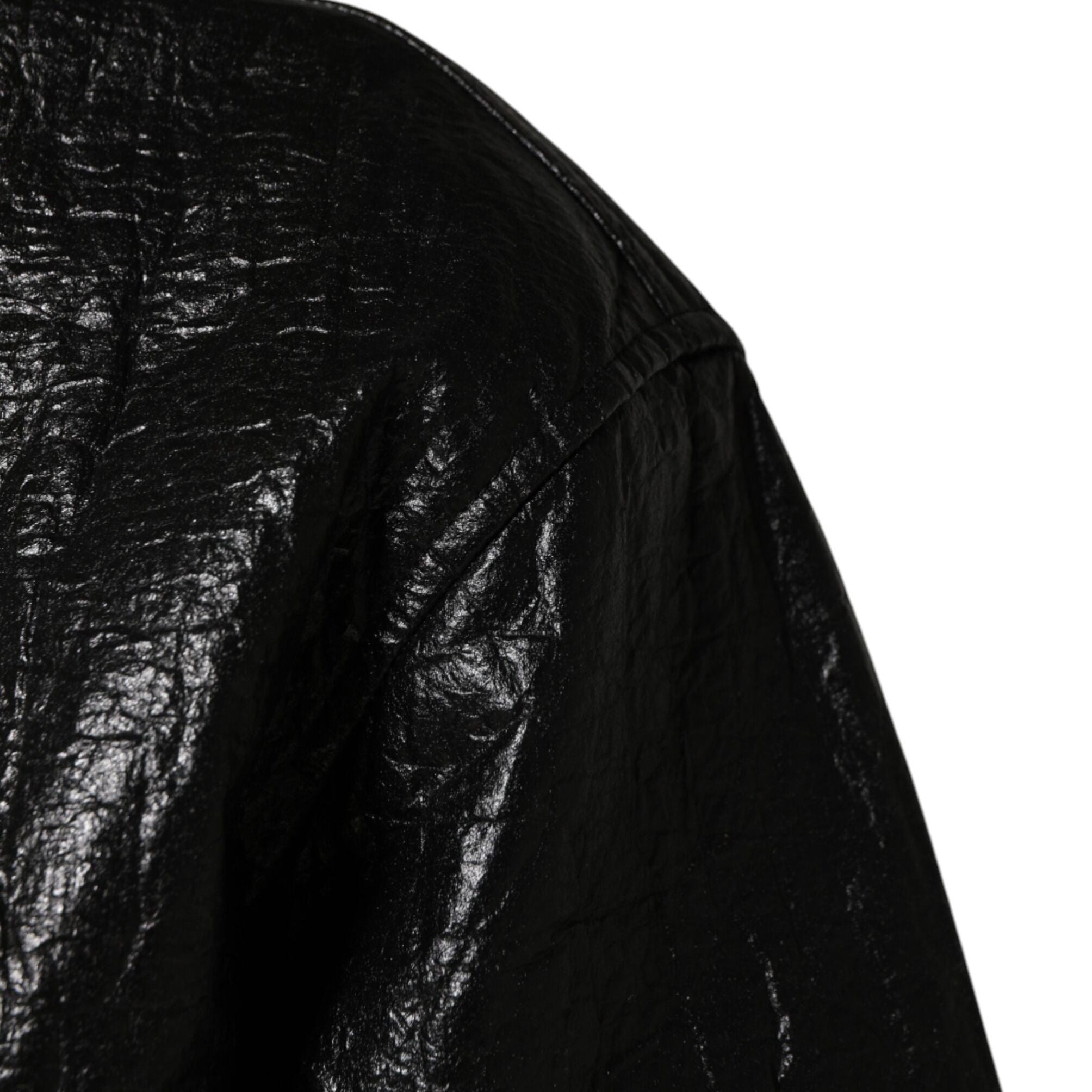 Dolce & Gabbana Black Cellulose Leather FullZip Biker Jacket