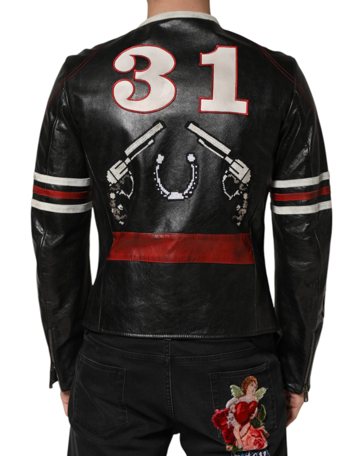 Dolce & Gabbana Multicolor Guns n' Roses Full Zip Men Biker Jacket