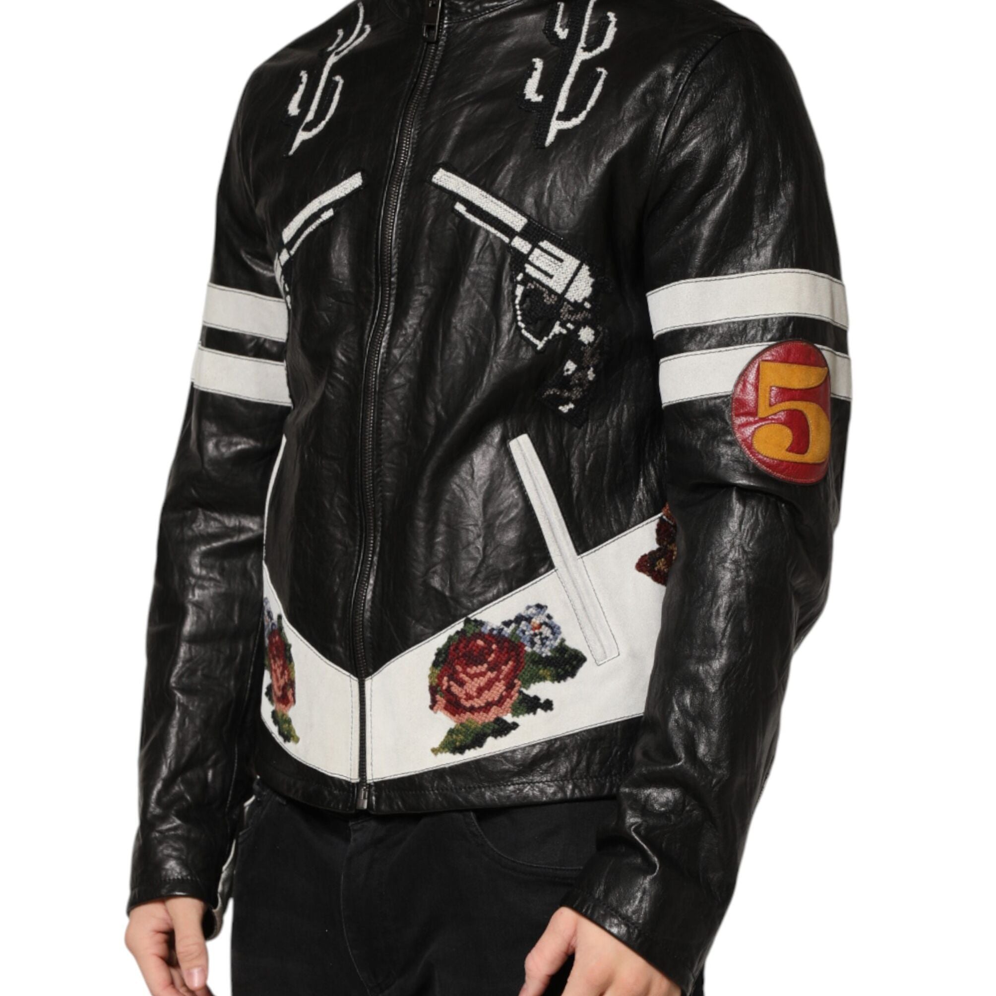 Dolce & Gabbana Black Guns n' Roses FullZip Men Biker Jacket