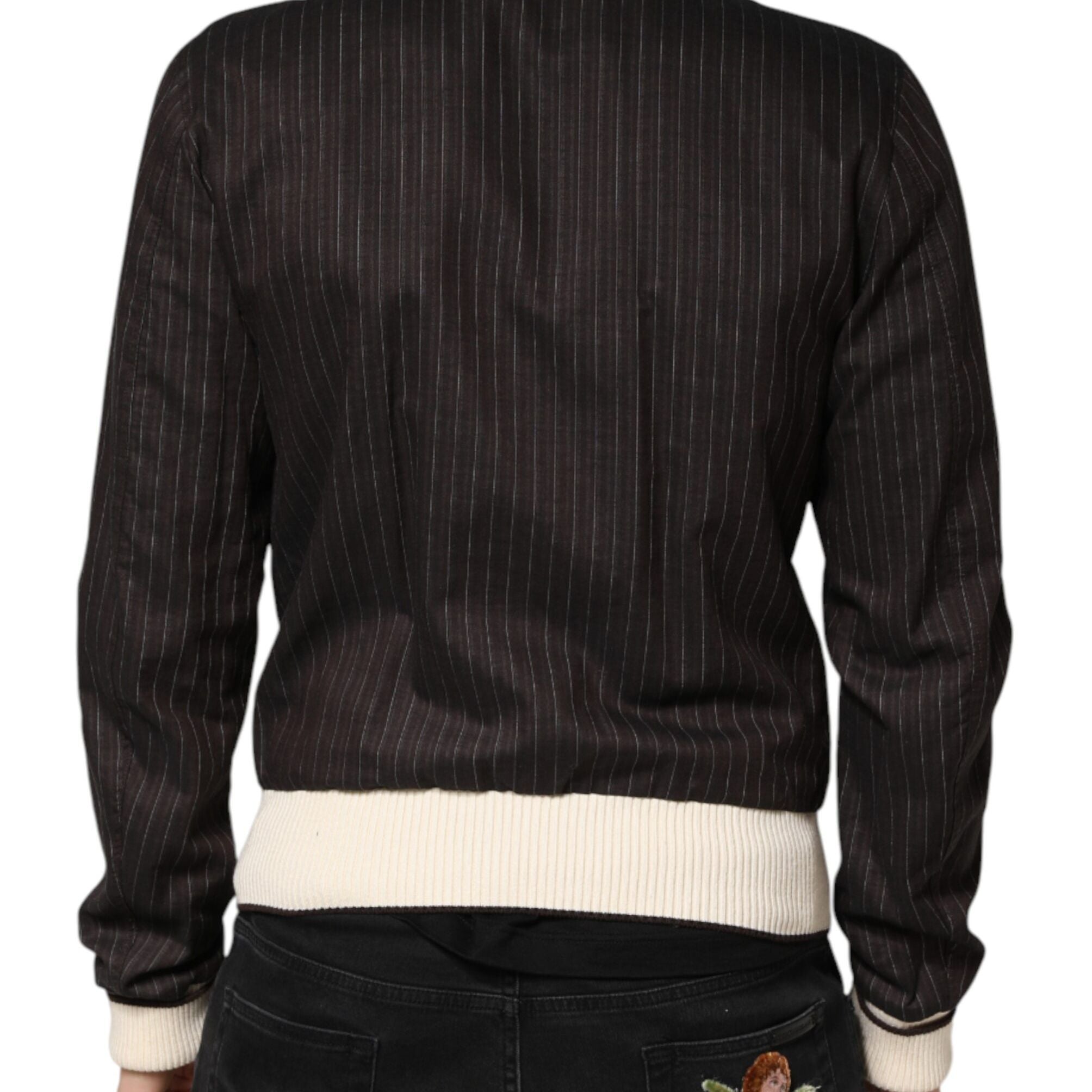 Dolce & Gabbana Brown Contrast Stripe Men Bomber Jacket