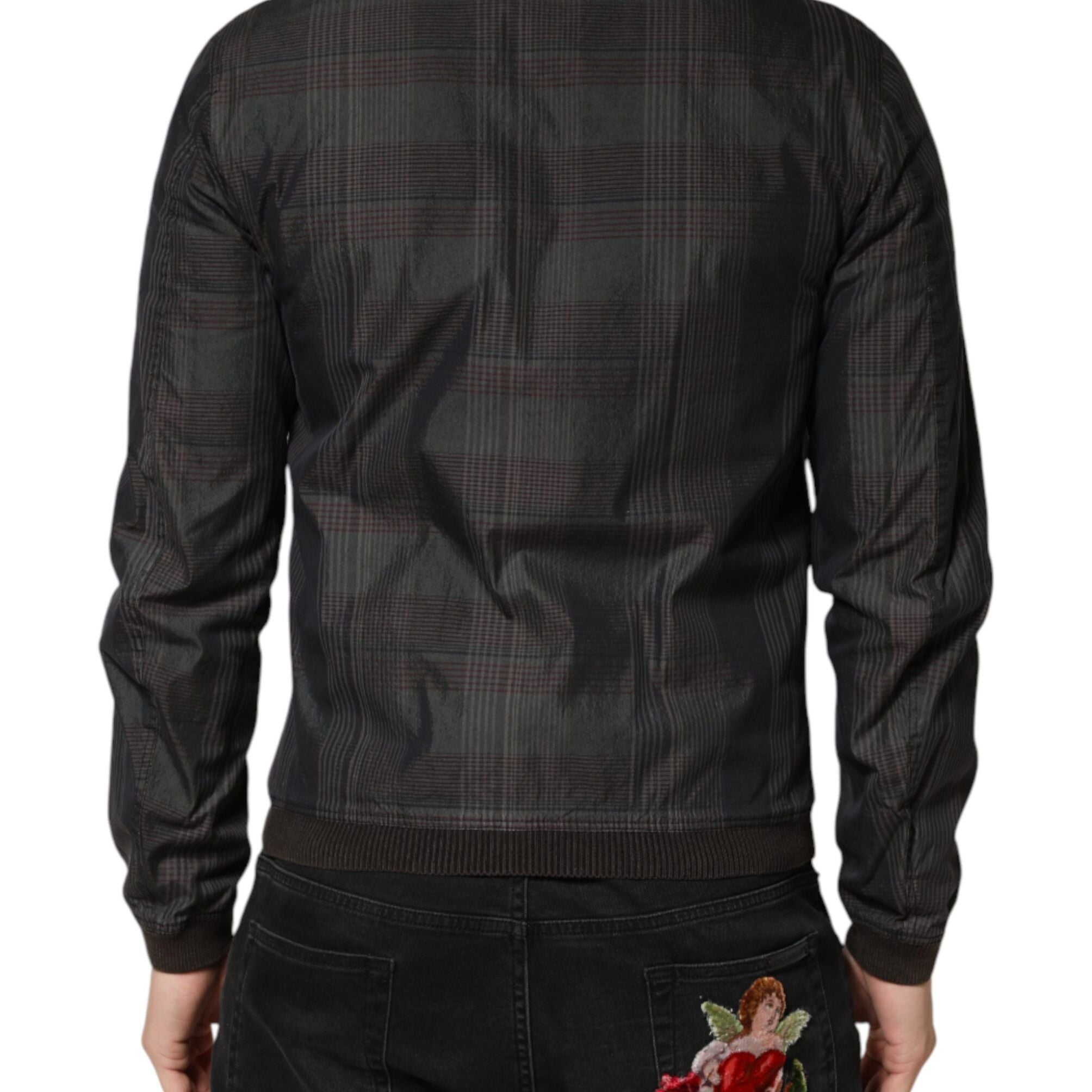 Dolce & Gabbana Black Stripes Cotton Full Zip Bomber Jacket