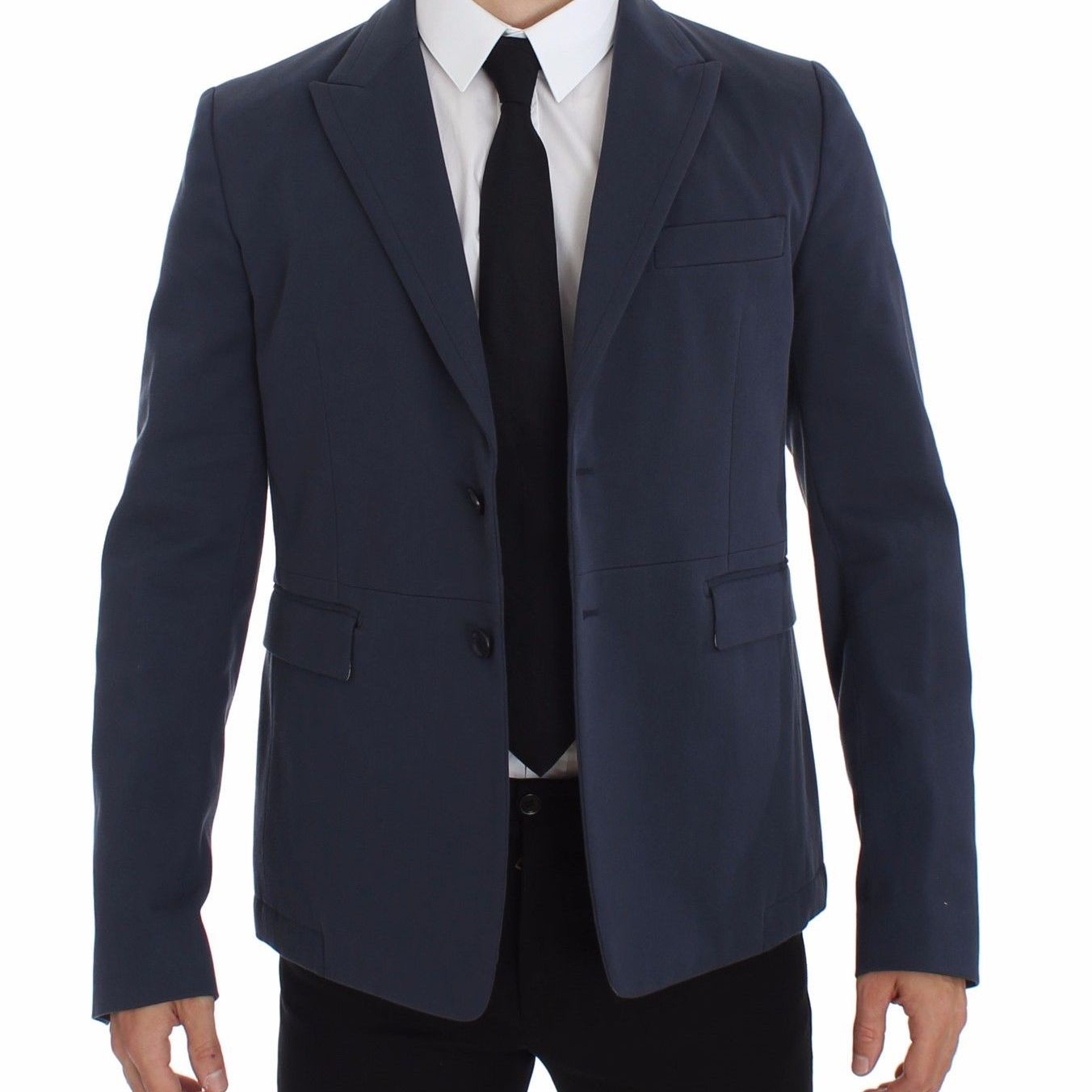 Dolce & Gabbana Blue Cotton Stretch Casual Blazer