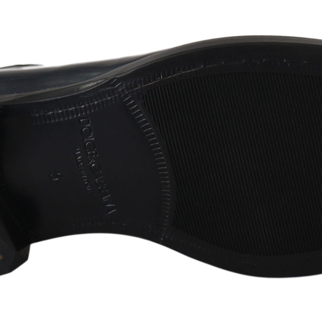 Dolce & Gabbana Blue Leather Derby Dress Formal Shoes