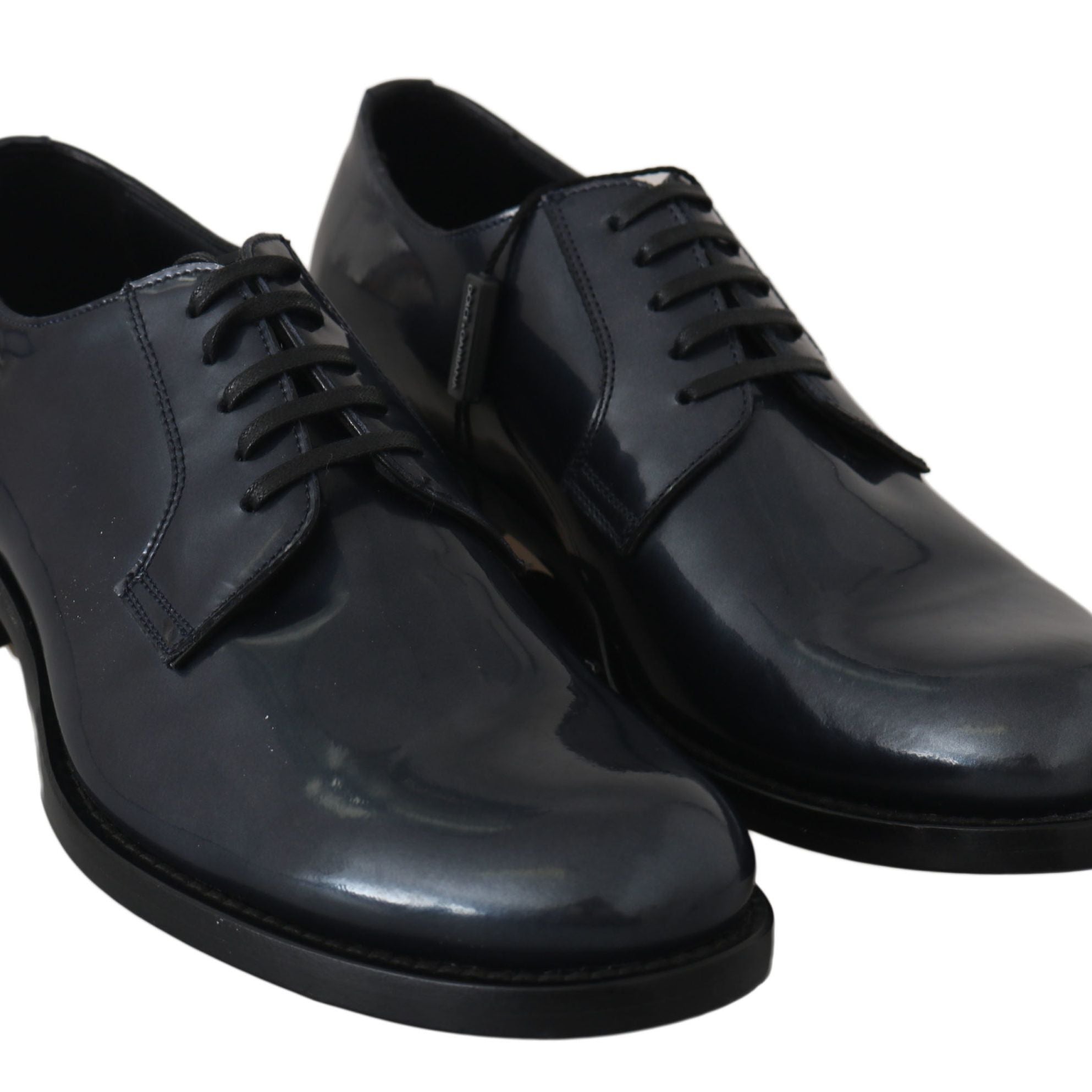 Dolce & Gabbana Blue Leather Derby Dress Formal Shoes