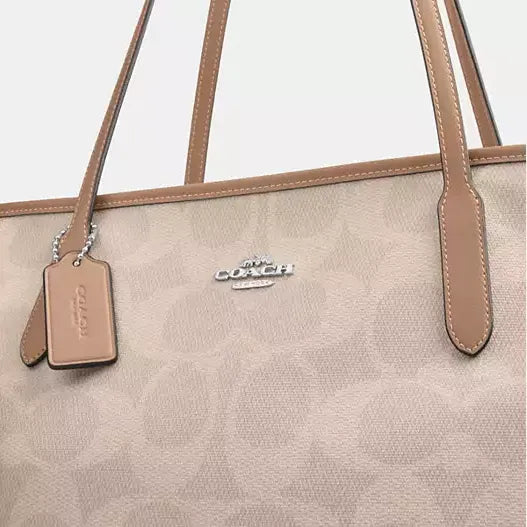 Coach Large City Tote Bag In Maxi Signature Canvas