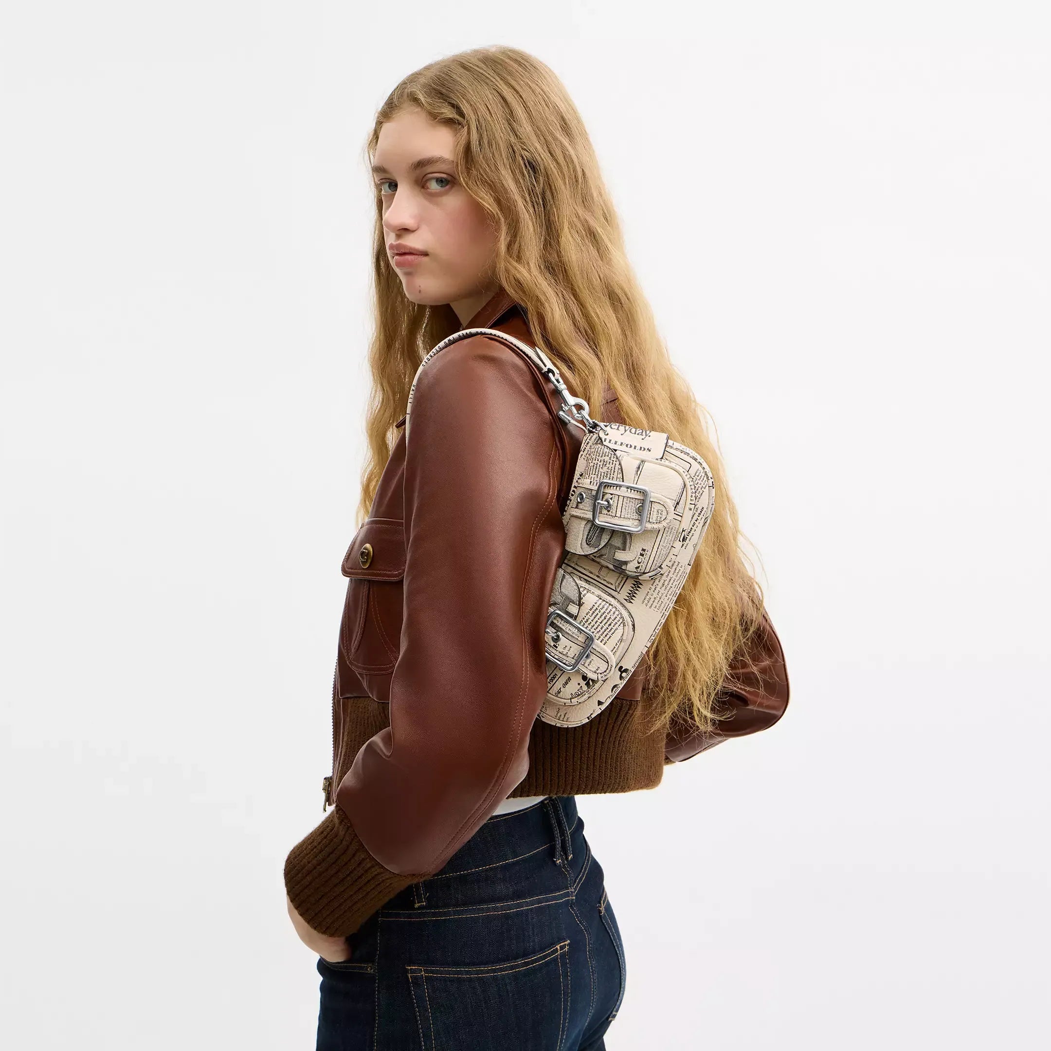 Coach Ashton Shoulder Bag With Newspaper Print