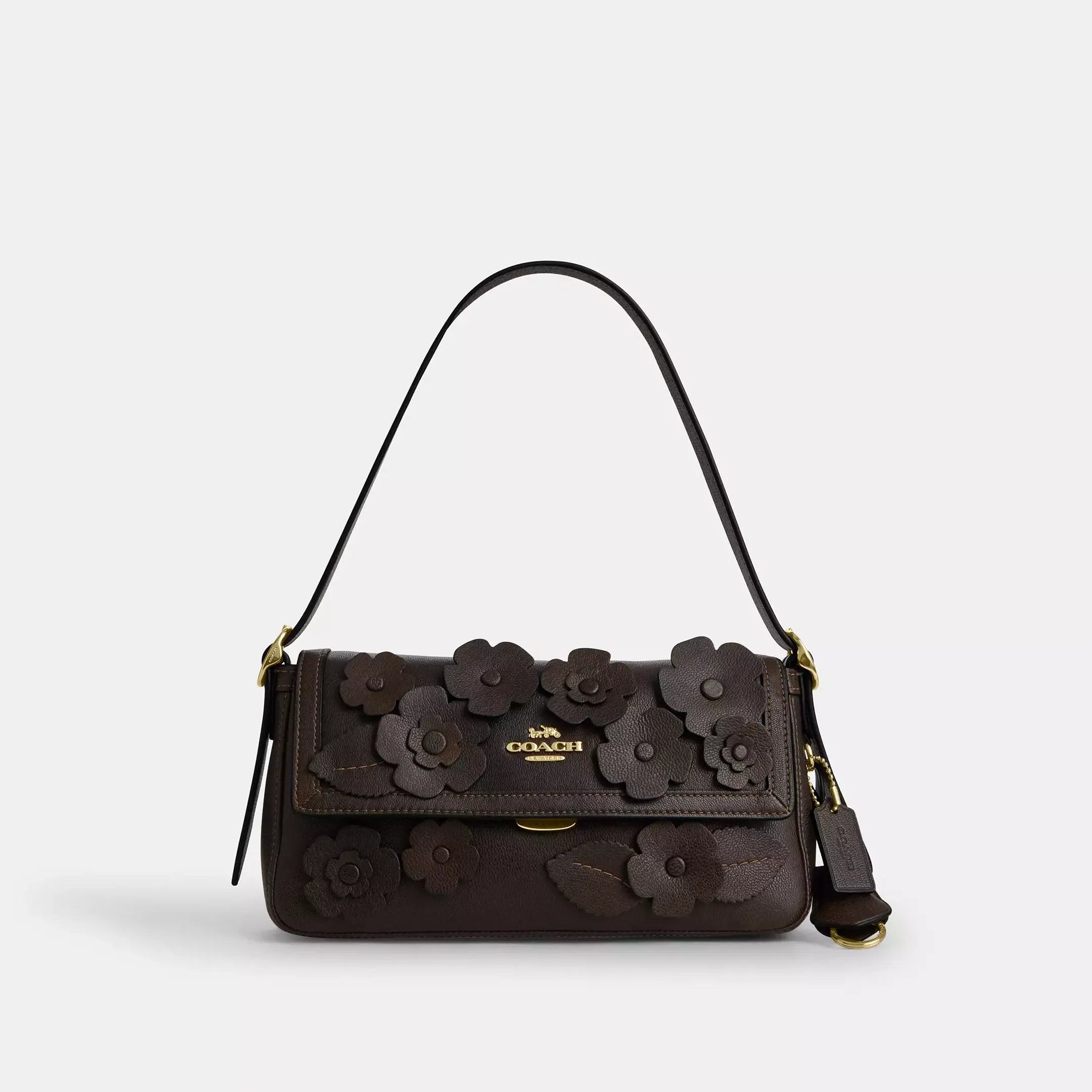 Coach Etta Small Flap Shoulder Bag With Floral Applique