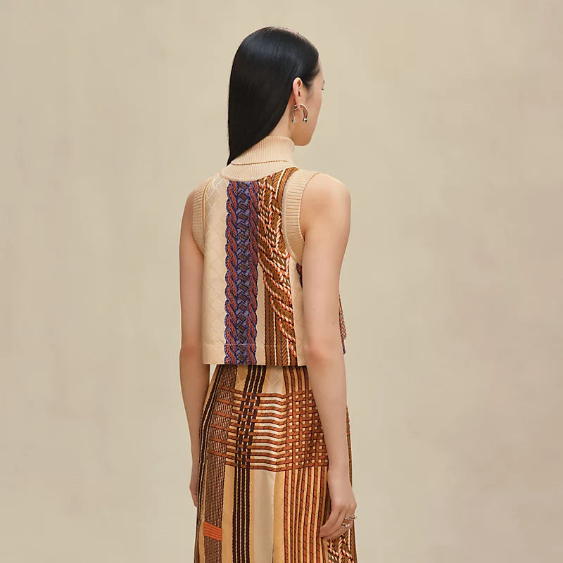 Hermès "Dressage Tressage" short mixed knit tank top