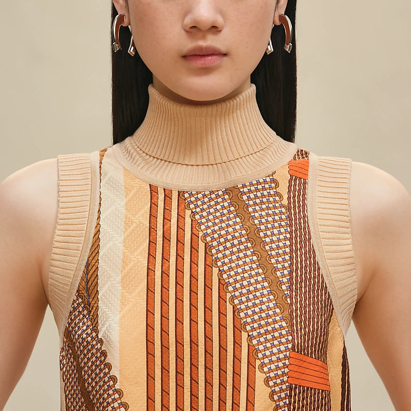 Hermès "Dressage Tressage" short mixed knit tank top
