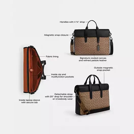 Coach Sullivan Portfolio Brief In Signature Canvas