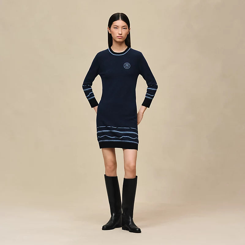 Hermès "Ex-Libris" 3/4-sleeve dress
