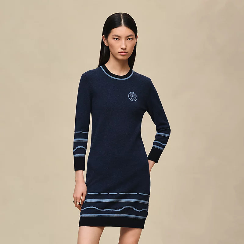 Hermès "Ex-Libris" 3/4-sleeve dress