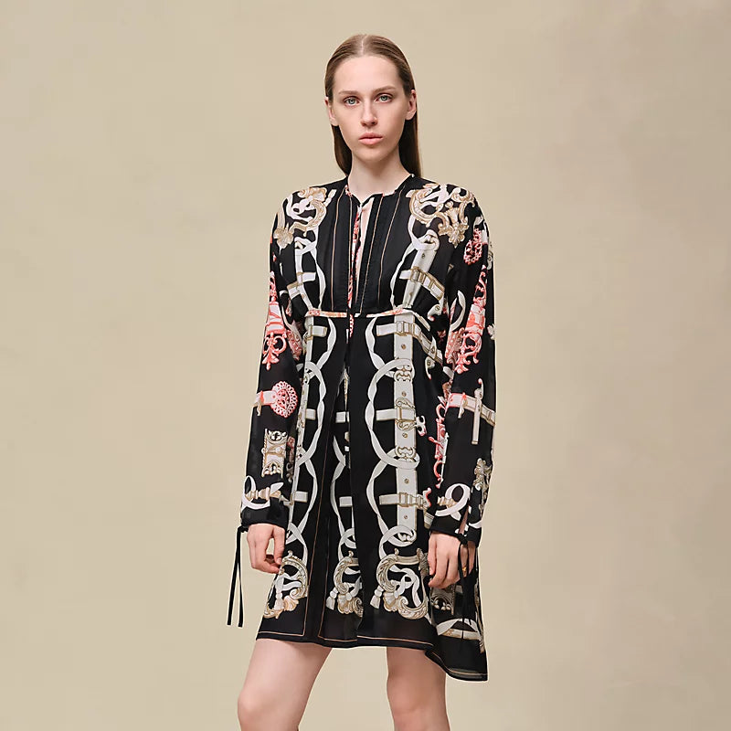 Hermès "Ferronnerie Remix" knotted collar dress