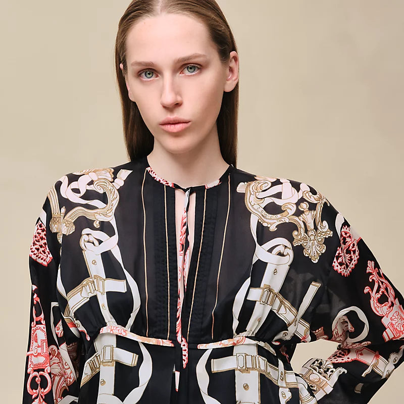 Hermès "Ferronnerie Remix" knotted collar dress