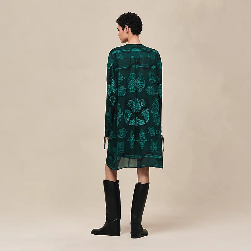 Hermès "Ferronnerie Remix" knotted collar dress