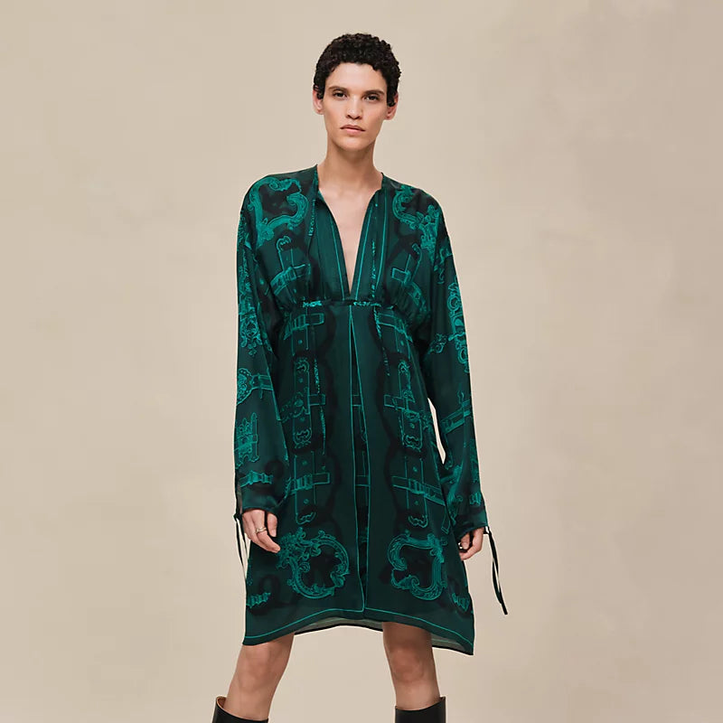 Hermès "Ferronnerie Remix" knotted collar dress