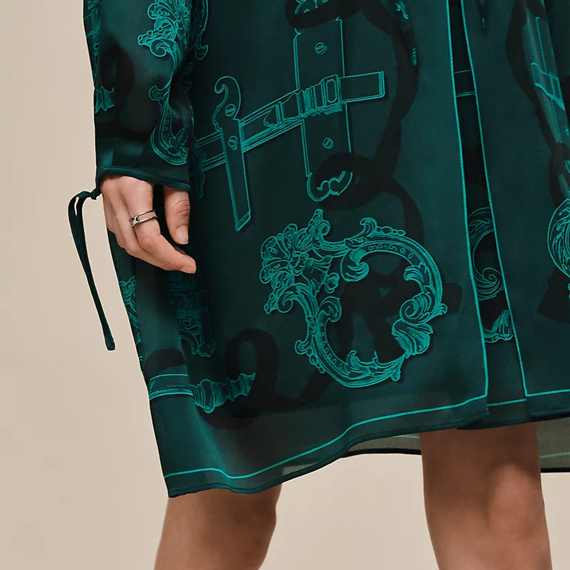 Hermès "Ferronnerie Remix" knotted collar dress