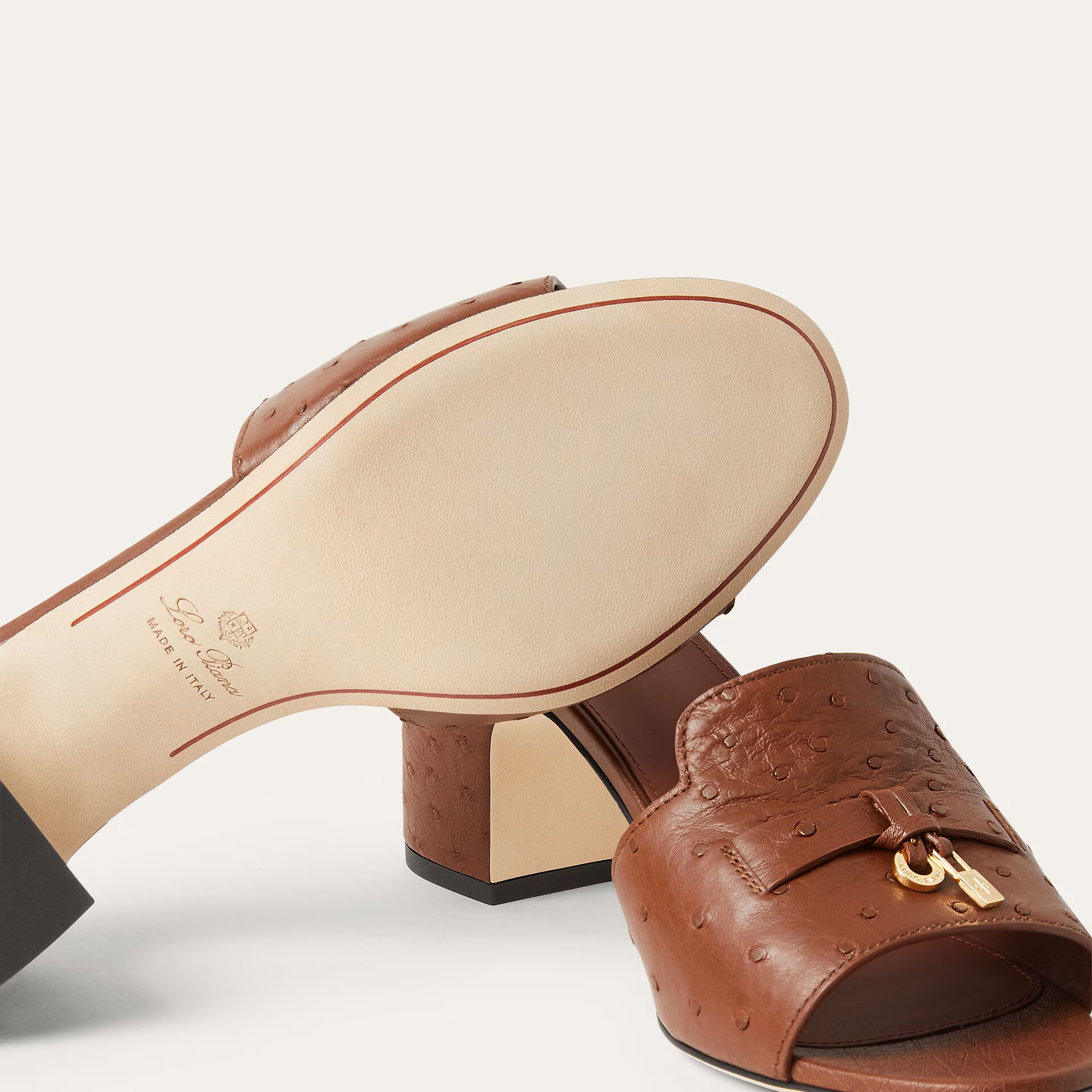 Loro Piana Summer Charms Sandal in Ostrich Leather