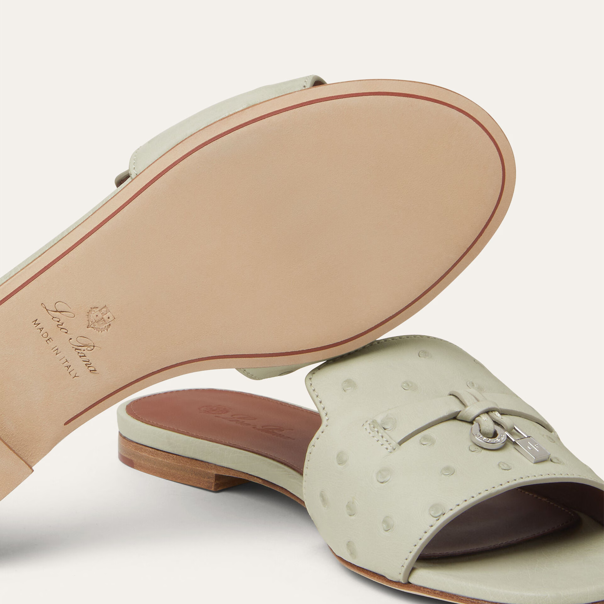 Loro Piana Summer Charms Sandal in Ostrich Leather