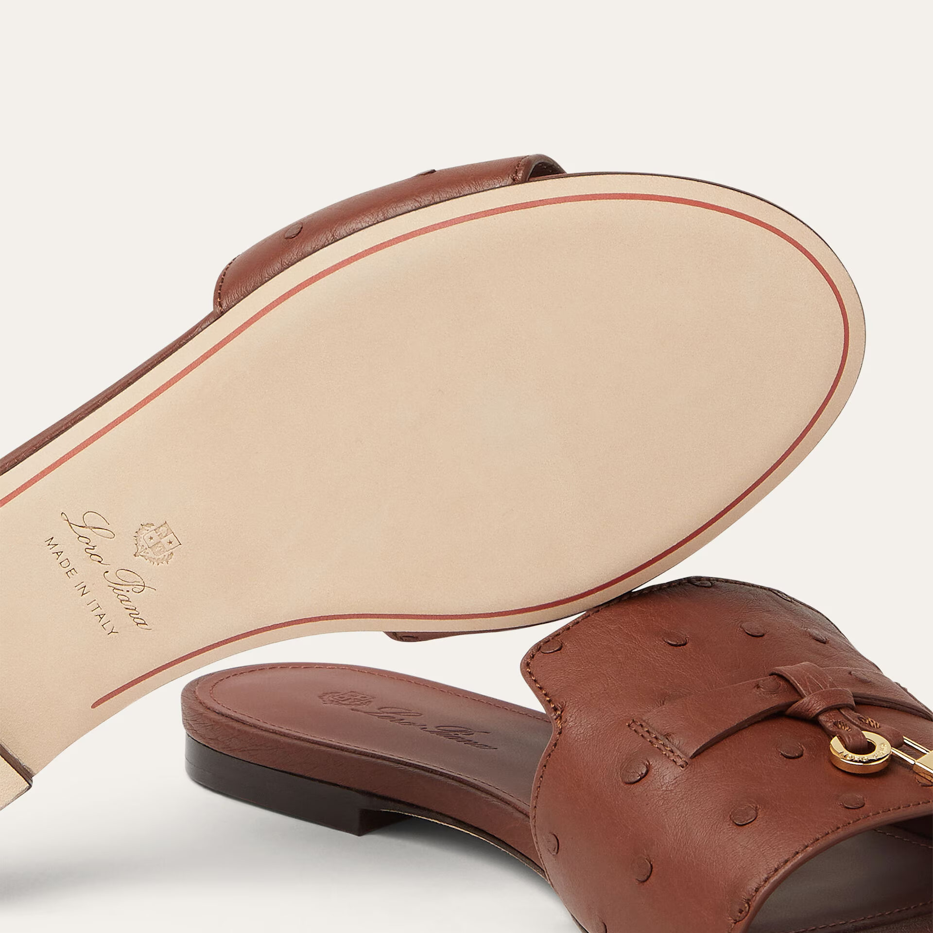 Loro Piana Summer Charms Sandal in Ostrich Leather