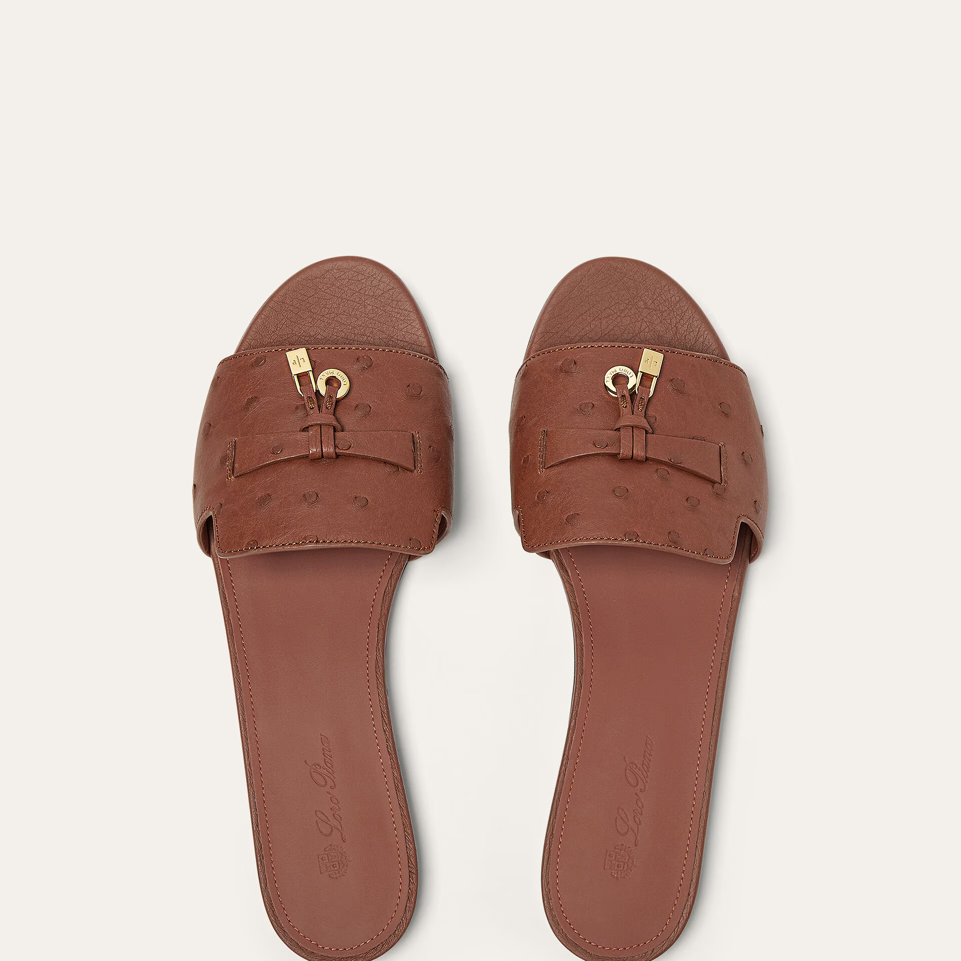 Loro Piana Summer Charms Sandal in Ostrich Leather