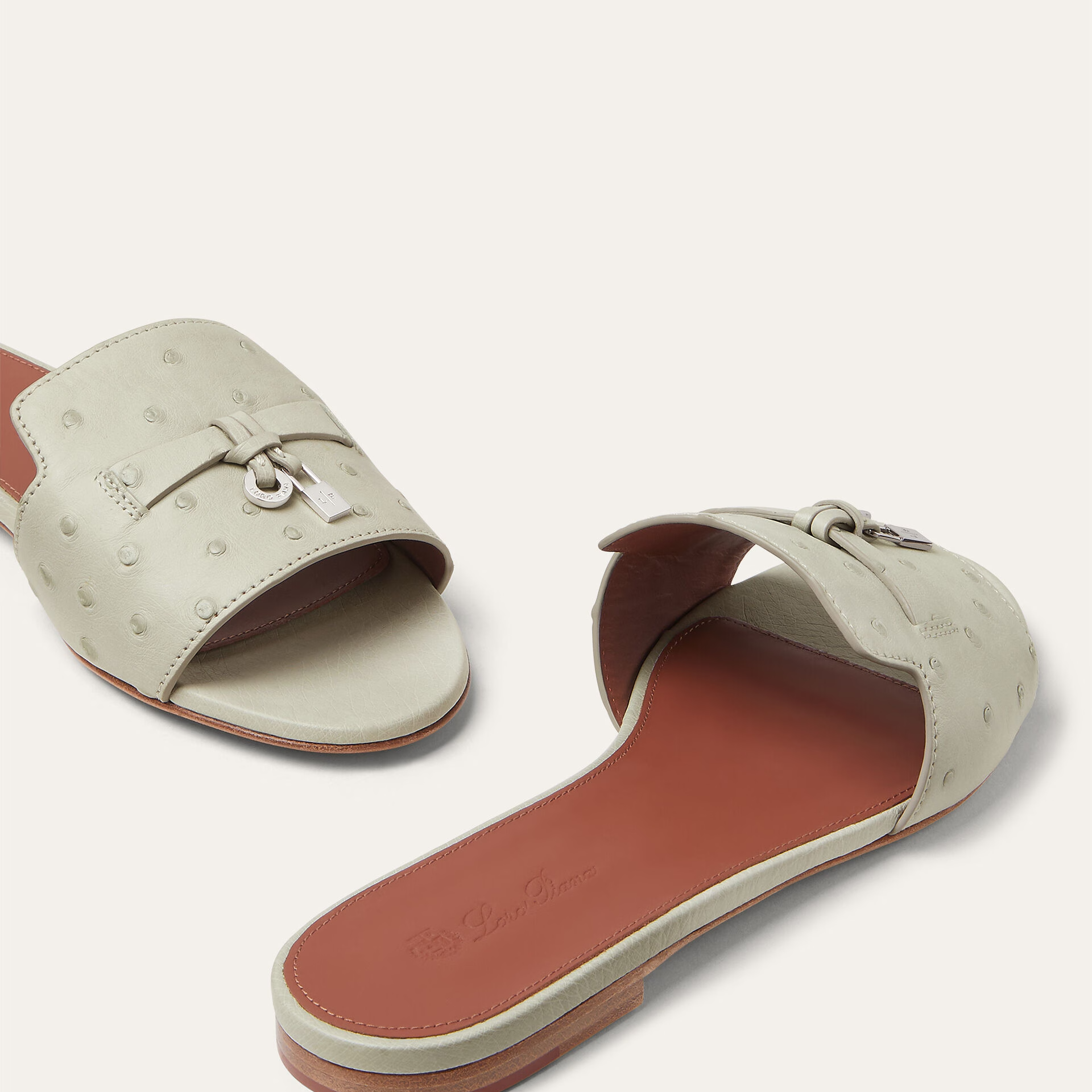 Loro Piana Summer Charms Sandal in Ostrich Leather