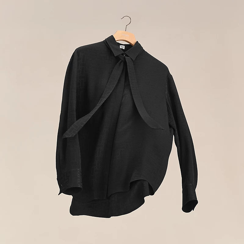 Hermès "Mosaique" ascot collar shirt
