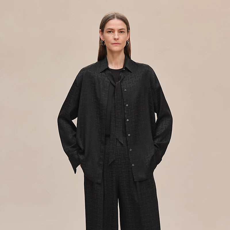 Hermès "Mosaique" ascot collar shirt