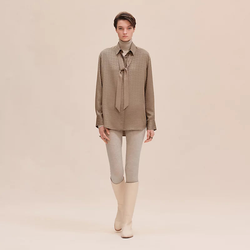 Hermès "Mosaique" ascot collar shirt