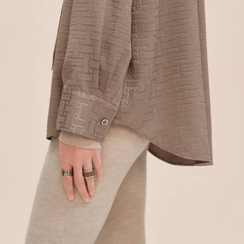 Hermès "Mosaique" ascot collar shirt