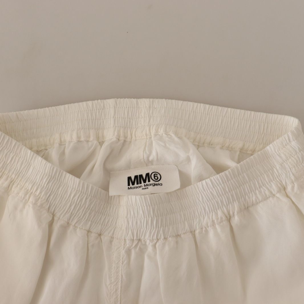 Maison Margiela White High Waist Cropped Women Trouser Pants