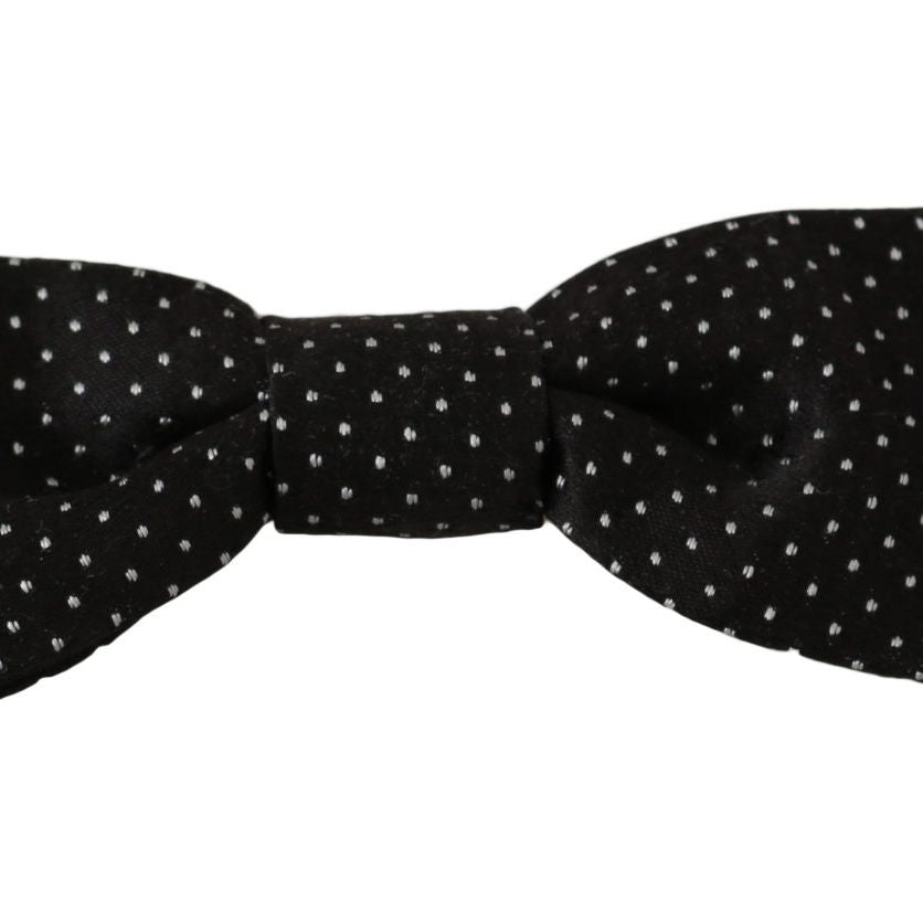 Dolce & Gabbana Black Polka Dots Silk Adjustable Neck Papillon Men Bow Tie