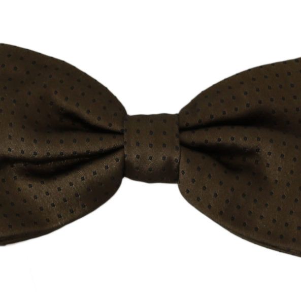 Dolce & Gabbana Brown Polka Dots Silk Adjustable Neck Papillon Men Bow Tie