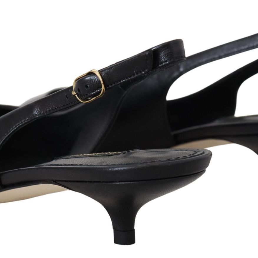 Dolce & Gabbana Black Leather Slingbacks Heels Pumps Shoes