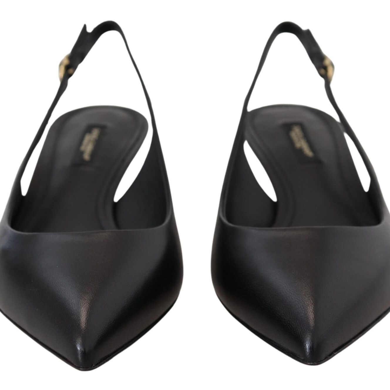 Dolce & Gabbana Black Leather Slingbacks Heels Pumps Shoes