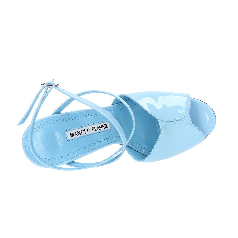 Manolo Blahnik Blue Calfskin Stiletto Heel Sandals