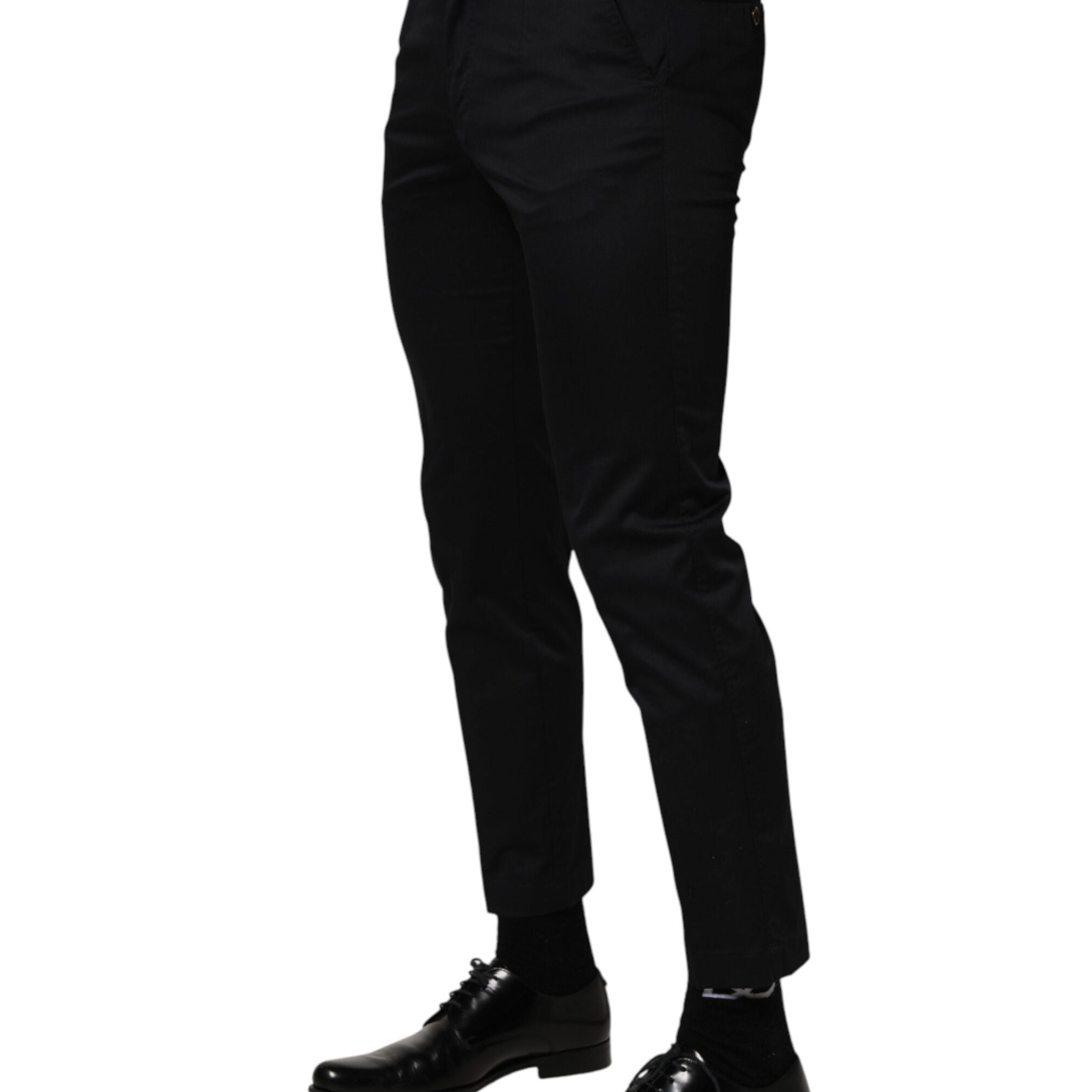 Dolce & Gabbana Dark Blue Cotton Skinny Dress Trouser Pants