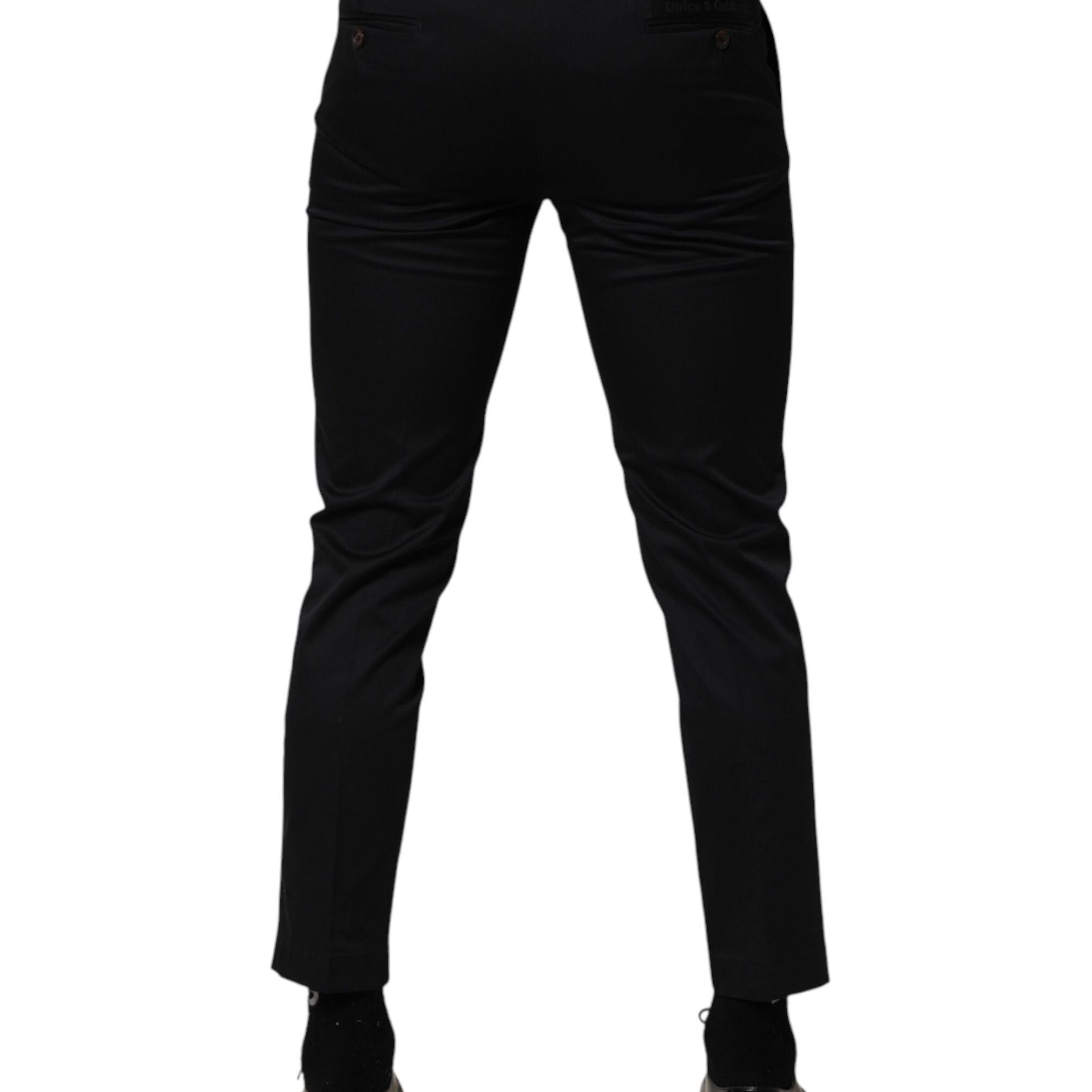 Dolce & Gabbana Dark Blue Cotton Skinny Dress Trouser Pants