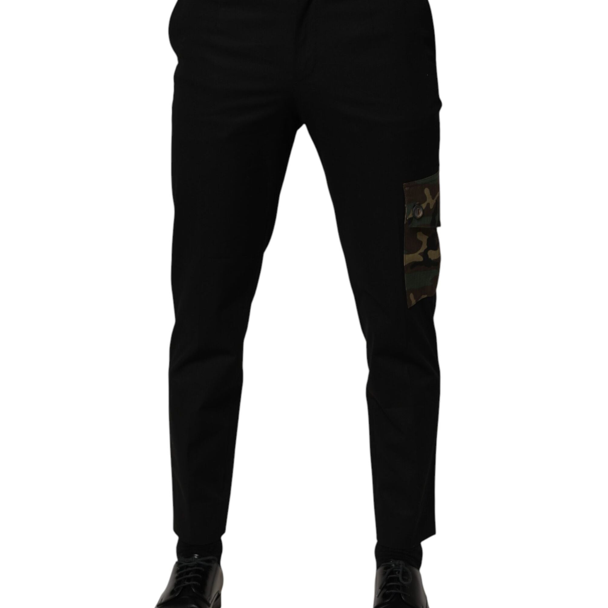 Dolce & Gabbana Black Cotton Skinny Dress Cargo Trouser Pants