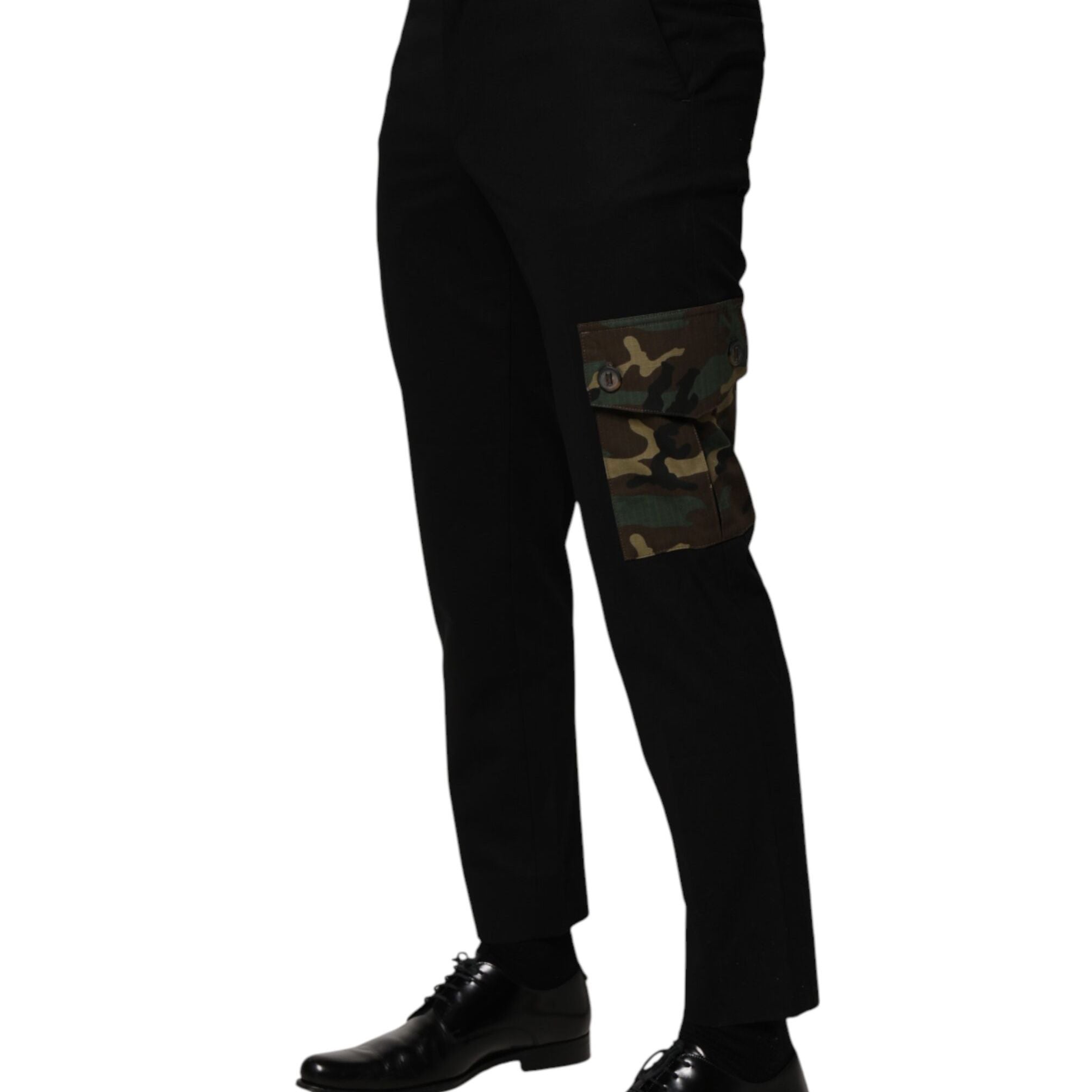 Dolce & Gabbana Black Cotton Skinny Dress Cargo Trouser Pants