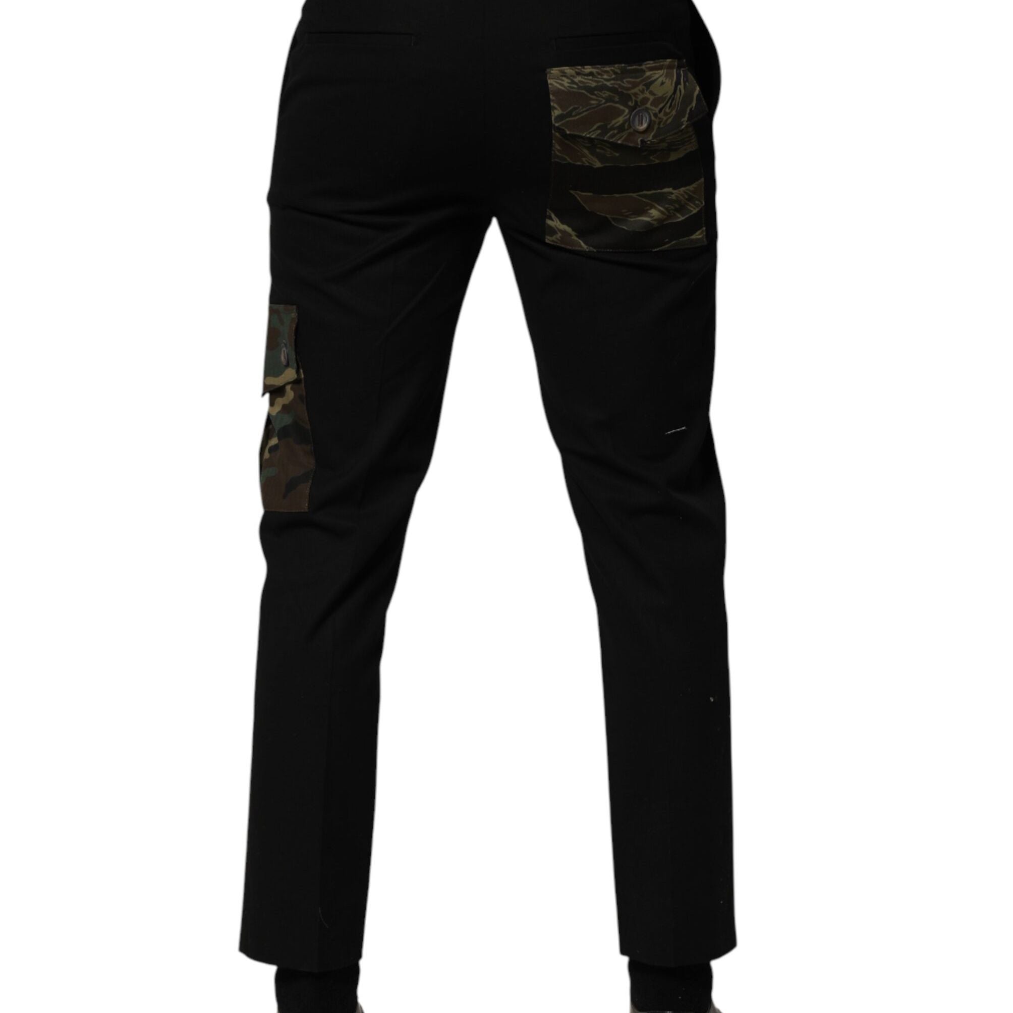 Dolce & Gabbana Black Cotton Skinny Dress Cargo Trouser Pants
